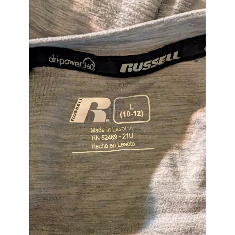 Russell Boys Dri-Power 360 Gray Long Sleeve Active Shirt Large 10-12 RU77192C